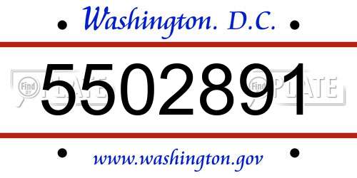 5502891 District Of Columbia License Plate