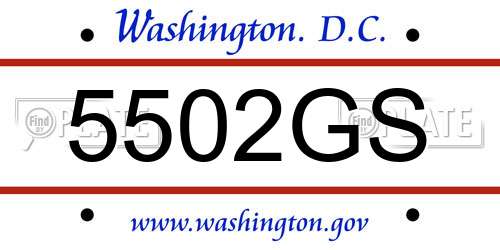 5502GS District Of Columbia License Plate
