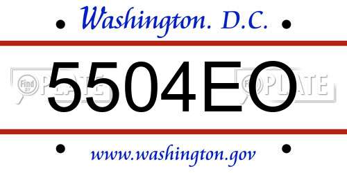 5504EO District Of Columbia License Plate