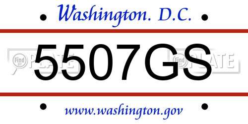 5507GS District Of Columbia License Plate