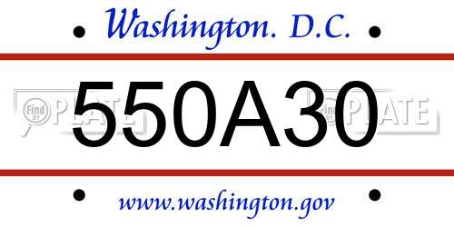 550A30 District Of Columbia License Plate