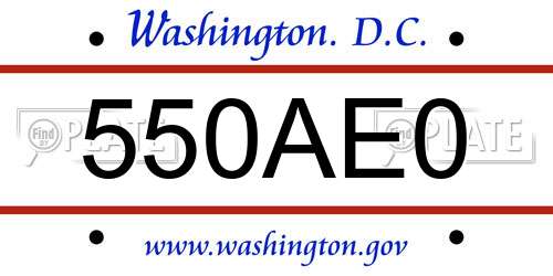 550AE0 District Of Columbia License Plate