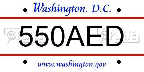 550AED District Of Columbia License Plate