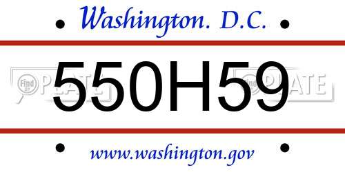 550H59 District Of Columbia License Plate