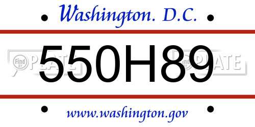 550H89 District Of Columbia License Plate