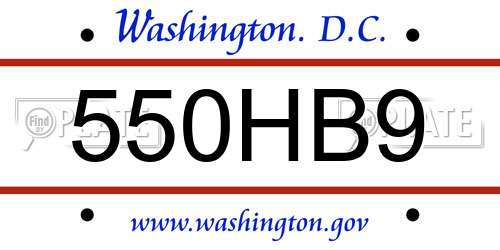 550HB9 District Of Columbia License Plate