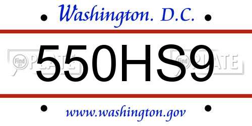 550HS9 District Of Columbia License Plate