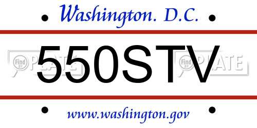550STV District Of Columbia License Plate