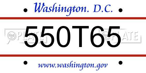 550T65 District Of Columbia License Plate