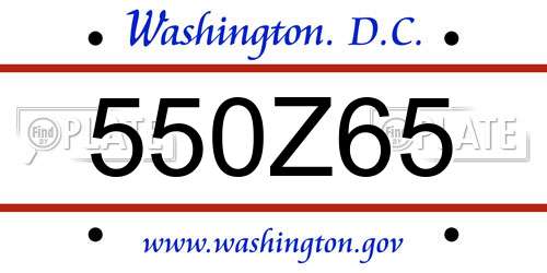 550Z65 District Of Columbia License Plate