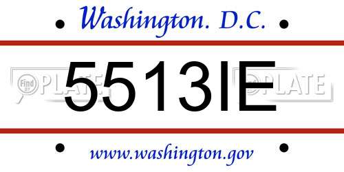 5513IE District Of Columbia License Plate