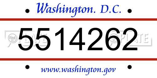 5514262 District Of Columbia License Plate