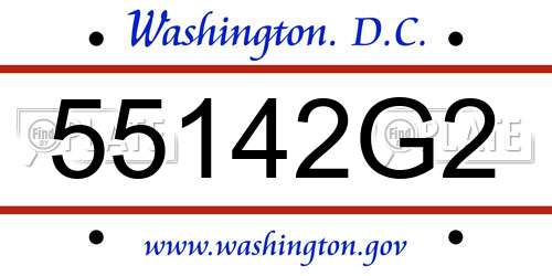 55142G2 District Of Columbia License Plate