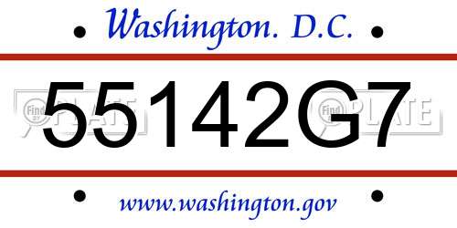 55142G7 District Of Columbia License Plate