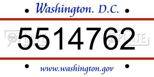 5514762 District Of Columbia License Plate