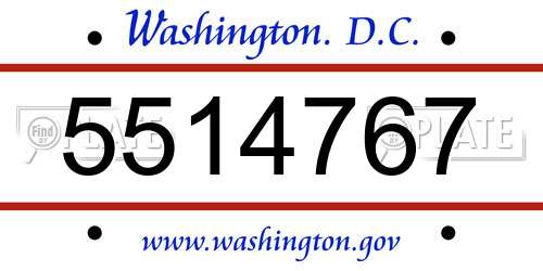 5514767 District Of Columbia License Plate