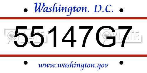 55147G7 District Of Columbia License Plate