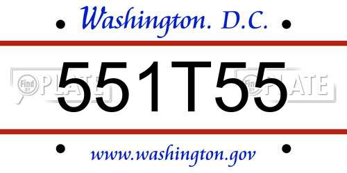 551T55 District Of Columbia License Plate