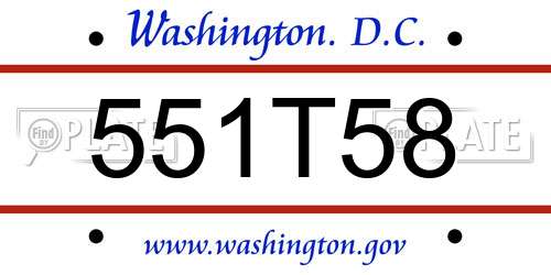 551T58 District Of Columbia License Plate