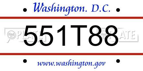 551T88 District Of Columbia License Plate