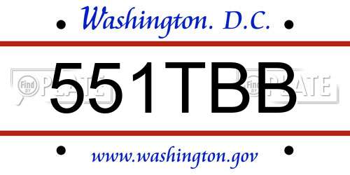 551TBB District Of Columbia License Plate