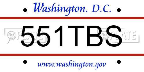 551TBS District Of Columbia License Plate