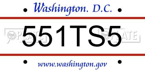 551TS5 District Of Columbia License Plate