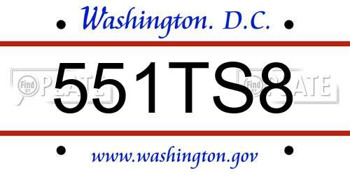 551TS8 District Of Columbia License Plate