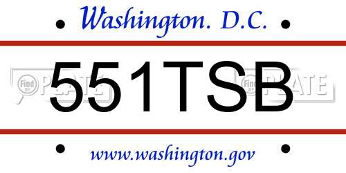 551TSB District Of Columbia License Plate