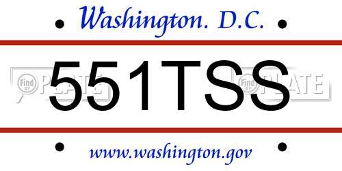 551TSS District Of Columbia License Plate