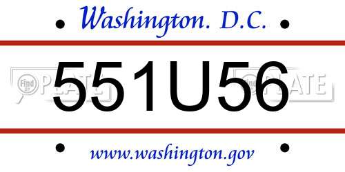 551U56 District Of Columbia License Plate
