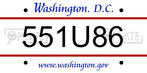 551U86 District Of Columbia License Plate