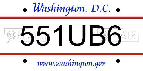 551UB6 District Of Columbia License Plate