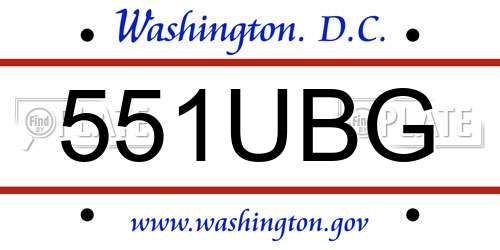 551UBG District Of Columbia License Plate