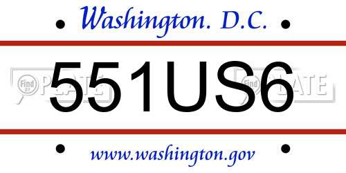 551US6 District Of Columbia License Plate