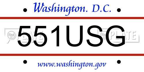 551USG District Of Columbia License Plate