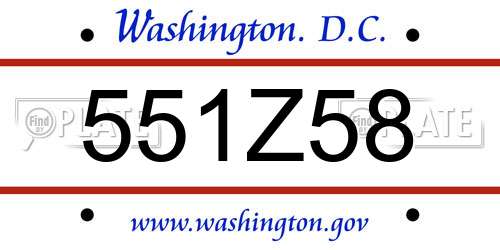 551Z58 District Of Columbia License Plate