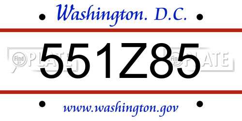 551Z85 District Of Columbia License Plate
