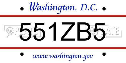 551ZB5 District Of Columbia License Plate