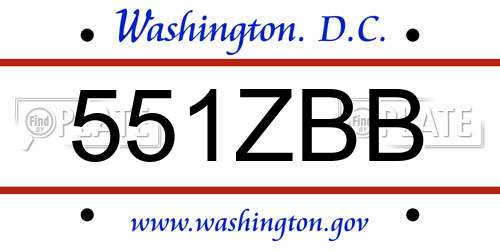 551ZBB District Of Columbia License Plate