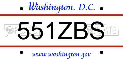 551ZBS District Of Columbia License Plate