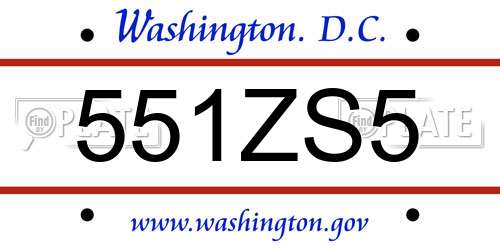 551ZS5 District Of Columbia License Plate