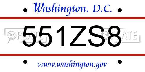 551ZS8 District Of Columbia License Plate