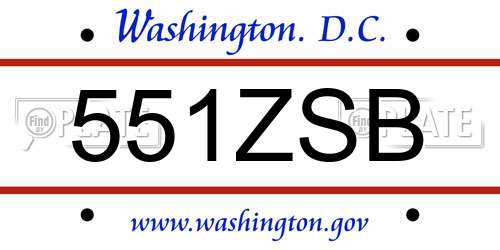 551ZSB District Of Columbia License Plate