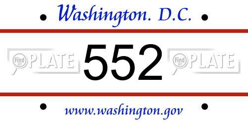 552 District Of Columbia License Plate