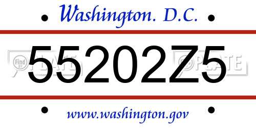 55202Z5 District Of Columbia License Plate