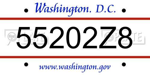 55202Z8 District Of Columbia License Plate