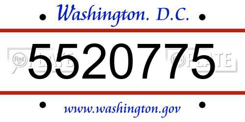 5520775 District Of Columbia License Plate