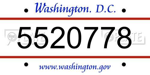 5520778 District Of Columbia License Plate