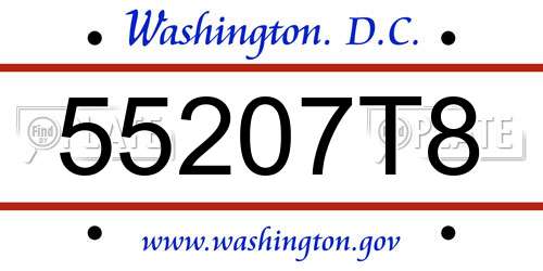 55207T8 District Of Columbia License Plate